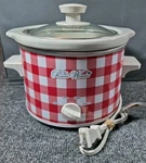 Pioneer Woman & White Checkered 1.5 Quart Slow Cooker Crock Pot Works Great!. Fixed Price $22.99.