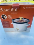 Beautiful 2 Qt Slow Cooker, White Matte Ceramic Pot & Lid, 3 Settings. Fixed Price $28.00.