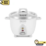 Aroma 6-CUP Rice Cooker, Stainless Steel Inner Pot, One-touch White, ARC-753SG. Fixed Price $39.59.