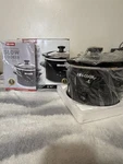 Ar+cook Multi-purpose Slow Cooker 1.5 Qt Black Ceramic Pot Glass Lid MDS82639. Fixed Price $25.00.