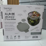 Bentgo Glass Salad Container Gray 4-COMPARTMENT Airtight Lid Fork Included. Fixed Price $15.00.