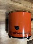 Vtg Rival Crock Pot Slow Cooker Flame Orange Model 3100 3.5 Quart Stoneware. Fixed Price $20.00.