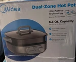 New Midea Dual- Zone Hot Pot 6.3QT Dishwasher Safe. Non-stick Ceramic Coating. Fixed Price $99.99.