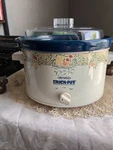 Vintage Rival Cobalt Blue Stoneware Crockpot Cottagecore Slow Cooker Grandma. Fixed Price $53.99.