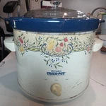 Vintage Rival Crockpot Navy Blue Stone Slow Cooker Qt W/ Lid 3656. Fixed Price $39.00.