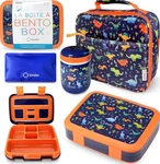 Kinsho Bento Blue Orange Dinosaur Insulated Lining Lunch Box Thermo Ice Pack New. Fixed Price $35.99.