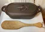 Cajun Glassic Cast Iron 8QT Oval Roaster Such Oven Pot W/lid & Wood Flat Spatula. Fixed Price $559.00.