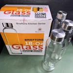 Brieftons 18OZ Clear Glass Water Bottles Set Of 3 W/ Stainless Steel Lids New. Fixed Price $17.99.
