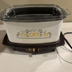 Vtg West Bend 4 Qt Slow Cooker Glass Lid Fruit Motif 1970S. Fixed Price $45.00.