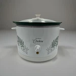 West Bend Crockery Slow Cooker Green Botanical Pattern 84316 Glass Lid Clean Euc. Fixed Price $59.99.