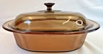 Corning Visions V-34-B Quart Oval Roaster Dutch Oven With Lid, Amber. Fixed Price $35.65.
