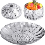 Veggie Vegetable Steamer Basket, Folding Steaming Small: 5.3 To 8.6, Silver. Fixed Price $20.83.