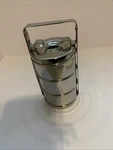 Vintage Indian Tiffin Round Stainless Steel Lunch Box Food Container 3 Tier. Fixed Price $65.00.