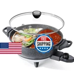 Senschef Twin Electric Hot Pot With Divider Evenheat Cast Aluminum Non-stick. Fixed Price $75.56.