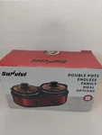 Sunvivi Dual Pot Slow Cooker, 2 Small Mini Crock Buffet Server. Fixed Price $68.99.
