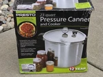 Presto 01781 Pressure Cooker Canner 23 Quart New Open Box. Fixed Price $160.00.