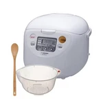 Zojirushi Micom Rice Cooker And Warmer (10-CUP/ Cool White) With Bowl Spoon. Fixed Price $219.95.