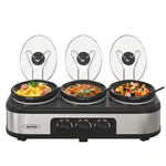 Sunvivi Triple Slow Cooker Buffet Server With 10 Cooking 3*1.5QT, Silver. Fixed Price $138.50.