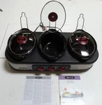 Bella Triple Slow Cooker Buffet & Server 3-1.5 Quart Oval Shaped Stoneware Pots. Fixed Price $44.95.
