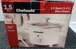 Genuine Chefmate 1.5 Quart (1.4 L) Round White Slow Cooker W/ Lid #SC-15. Fixed Price $28.00.