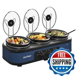 Sunvivipro Triple Slow Cooker 3 X 2.5 Qt Buffet Food Warmer Removable Ceramic. Fixed Price $132.98.
