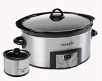 Crock Pot 6 Qt W/ Little Dipper Warmer, Programmable Digital Stainless Stee Nob. Fixed Price $39.99.