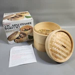 Vintage Progressive Piece Mini Bamboo Steamer Basket Set 6 3/4" With Lid. Fixed Price $14.99.