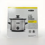 Bella 1.5-QT. Slow Cooker Crock W/ Tempered Glass Lid Stainless Steel B4. Fixed Price $19.00.