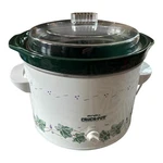 Vintage Rival Crockpot Ivy & Purple Flowers #3355 Qt Green Leaves Tested. Fixed Price $39.99.