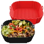 Froven 8 Inch Silicone Air Fryer Liners (square), Red & Black. Fixed Price $28.11.