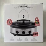New Chefman Triple Slow Cooker & Buffet Server. Fixed Price $30.00.