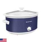 West Bend Slow Cooker 6 Qt Navy White. Fixed Price $86.23.