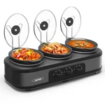Sunvivipro Triple Slow Cooker, Buffet Food Warmer With 3 * 1.5 Quarts Removable. Fixed Price $79.79.