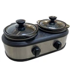 Tru Dual 1.25QT Slow Cooker Croc Pot Buffet Server Stainless Steel Black SC-2125. Fixed Price $29.25.