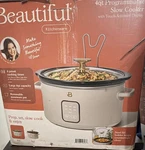 Beautiful Kitchenware 4QT Programmable Slow Cooker Touch Display White Keep Warm. Fixed Price $32.45.