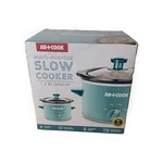 Ar+cook Multi-purpose Slow Cooker 1.5 Capacity Green Ceramic Pot Glass Lid. Fixed Price $34.50.