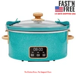The Pioneer Woman 6 Quart Digital Slow Cooker With Locking Lid, Teal Speckle. Fixed Price $35.72.