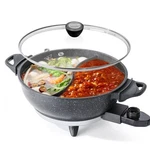 Senschef Twin Electric Hot Pot With Divider Evenheat Cast Aluminum Non-stick. Fixed Price $82.48.