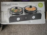 Bella Cucina Double Slow Cooker Buffet & Serve Black/silver 2.5 Qt Stainless. Fixed Price $70.00.