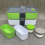 Monbento Mb Box 2 Tier Leakproof Lunch Green White W/ Addons. Fixed Price $25.00.