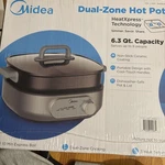 Midea MHP171KMBPB 6.3-QT Heatxpress Dual-zone Electric Non-stick Hot Pot. Fixed Price $58.00.
