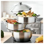Lolykitch 8-QUART/ 30CM Stainless Stock Pot With Steamer, Silver. Fixed Price $114.20.