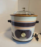 Rival Crock Pot 3100/2 Slow Cooker 3.5 Qt Almond W/ Brown Stripes Tested Works. Fixed Price $35.00.