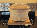Rival Crock Pot Quart Slow Cooker Model 3355 Rose Pastel Flower Vintage Box. Fixed Price $59.99.