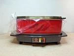 Vtg West Bend Slo Cooker Red Autumn Harvest Amber Glass Lid. Fixed Price $34.99.