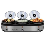 Megachef Triple 2.5 Qt Slow Cooker And Buffet Server With Ceramic Pots Lid Rests. Fixed Price $94.91.
