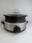 Pampered Chef Slow Cooker 3165 Stainless With 2.5 Qt Rock Crok And Glass Lid. Fixed Price $110.00.