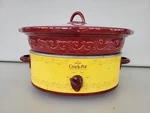 Rival Crock-pot Decorative Stoneware SCVE500 Htf Qt. Yellow Burgundy Works. Fixed Price $79.11.