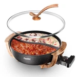 Electric Hot Pot W/ Dual Dividers, 1100W, 6L Family-size, Non-stick, Wood-grain. Fixed Price $101.32.