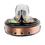 Megachef Round Triple 1.5 Quart Slow Cooker And Buffet Server In Brushed Copper. Fixed Price $122.61.